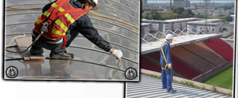 Workmen with safety lines